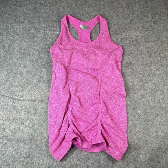 Athleta Fastest Track Tank Top Womens S Heathered Pink Ruched Racerback Stretch - Picture 1 of 7